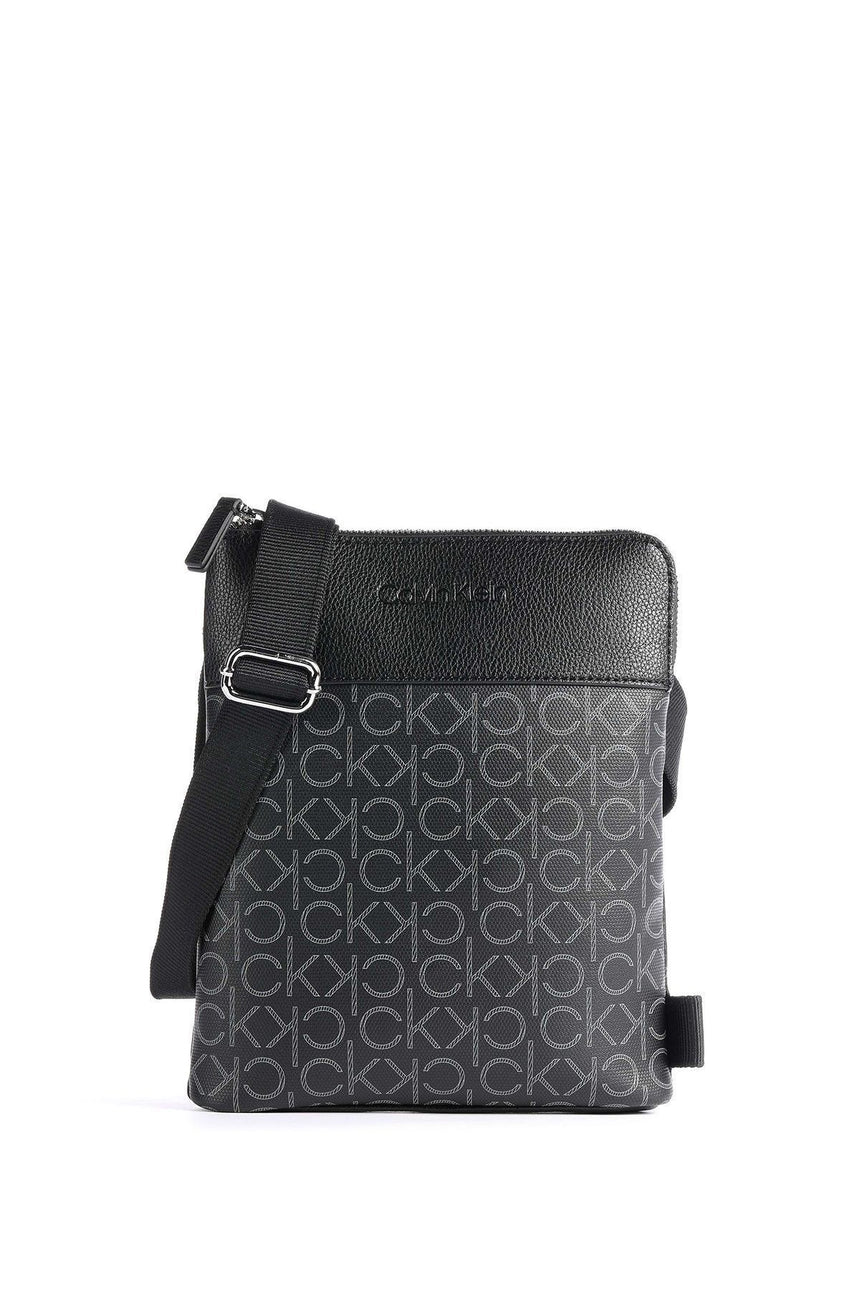 Calvin Klein Conv Flat Pack Çapraz Askılı Erkek Çantası Black Mono Mix