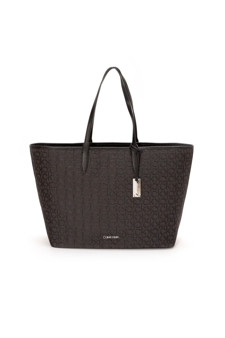 Calvin Klein Kadın Shopper W/ Laptop Pouch Jq Tote Omuz Çantası Black Mono