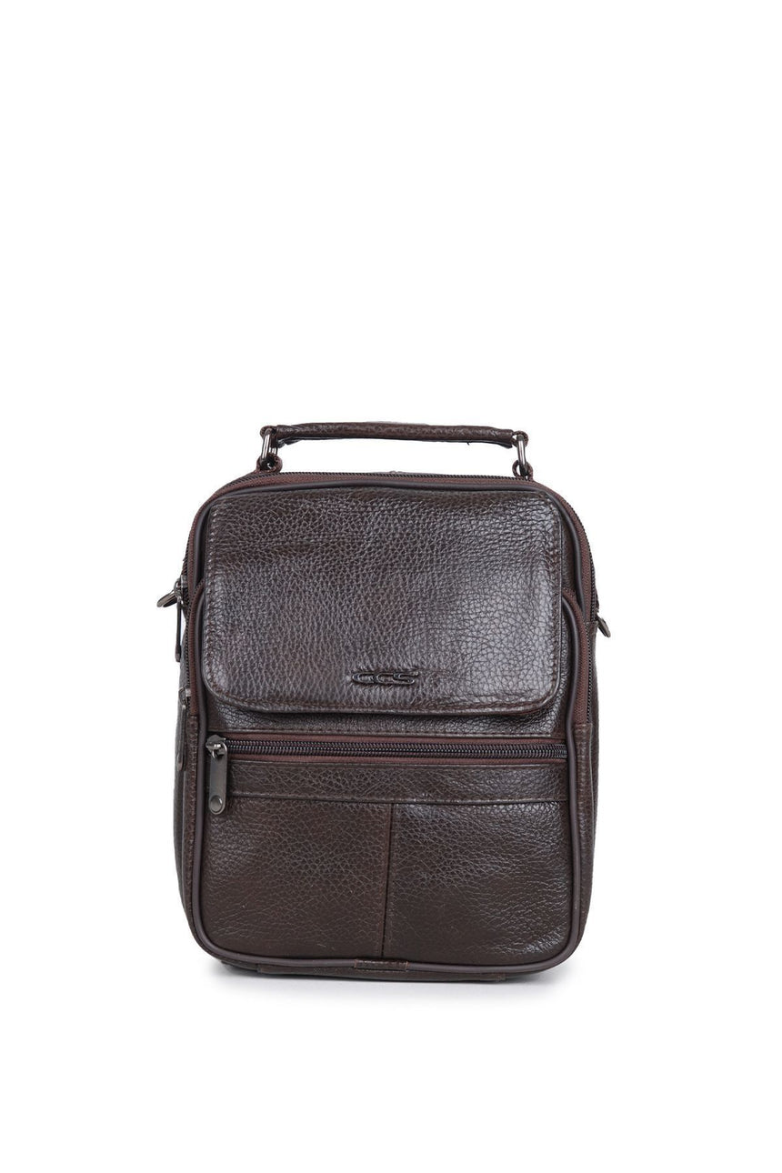 ÇÇS 5 Bölmeli Çapraz Askılı Erkek Çantası Dark Brown