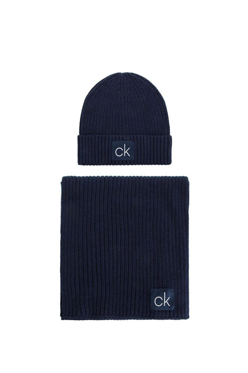Calvin Klein Basic Rib Erkek Atkı Ve Bere Takımı Dark Navy