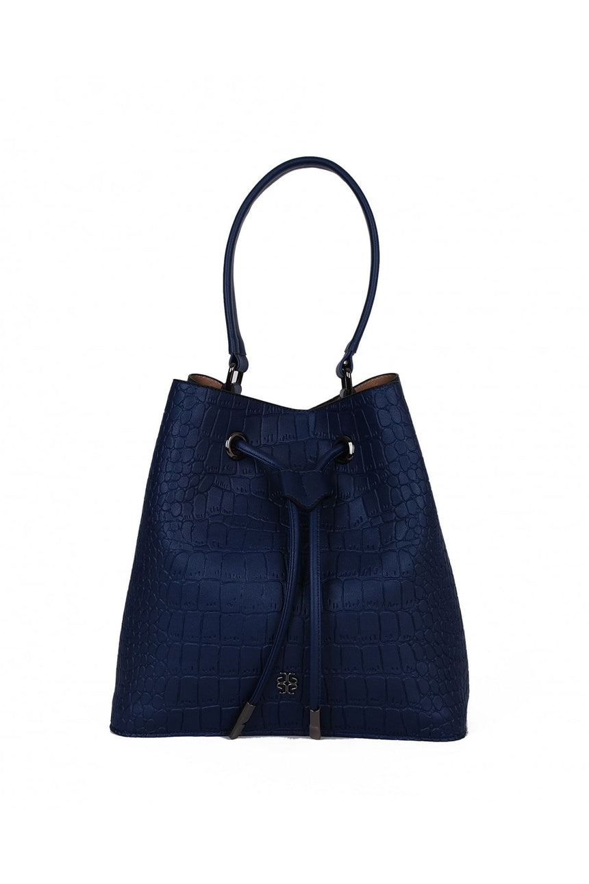 Krokodil Yüzey Günlük Kadın El Çantası Lacivert