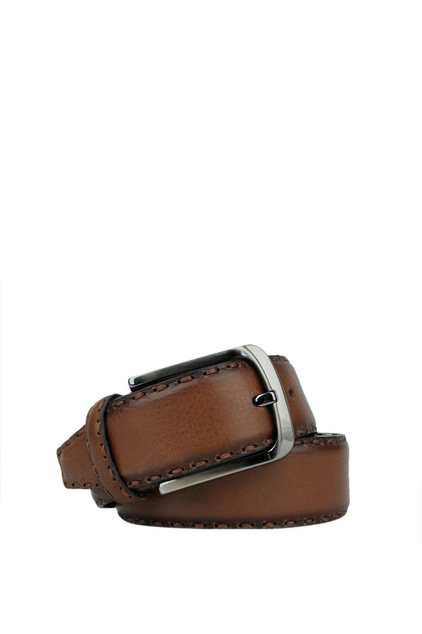 Axpe 4 Cm Saraç Örgülü Deri Erkek Kemer Kahve