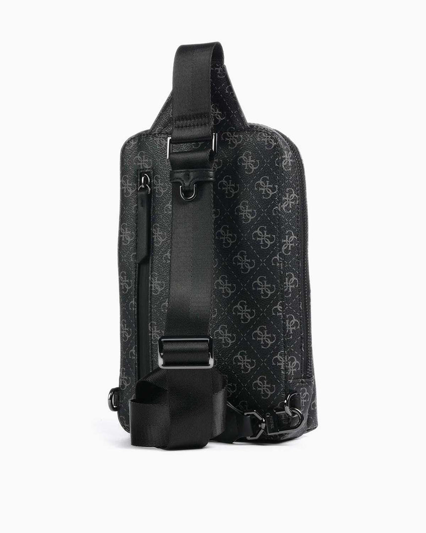 Guess Monogram Baskılı Body Bag Dark Black