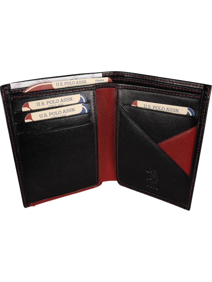 Us Polo Assn Kırmızı Armalı Erkek Cüzdanı Siyah