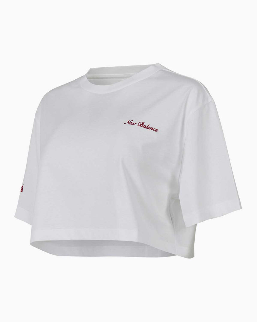New Balance Kadın Crop Tshirt Beyaz