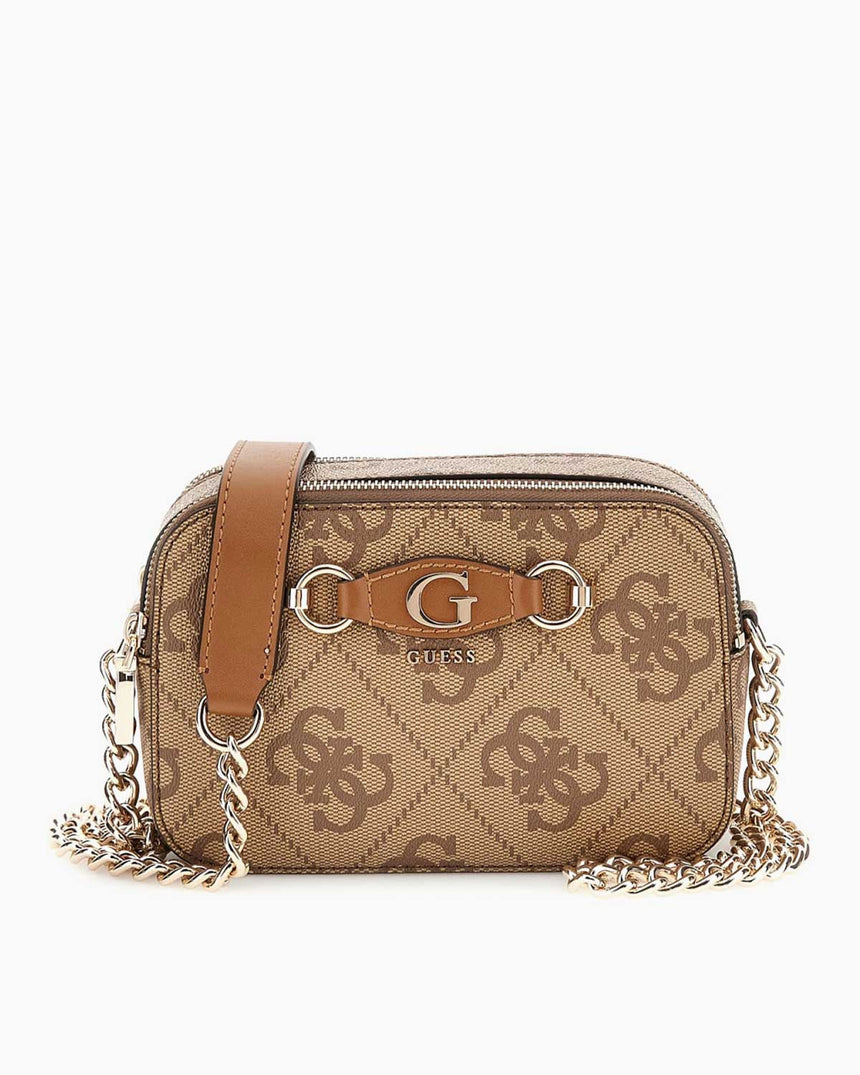 Guess Izzy Monogram Baskılı Camera bag Latte Logo