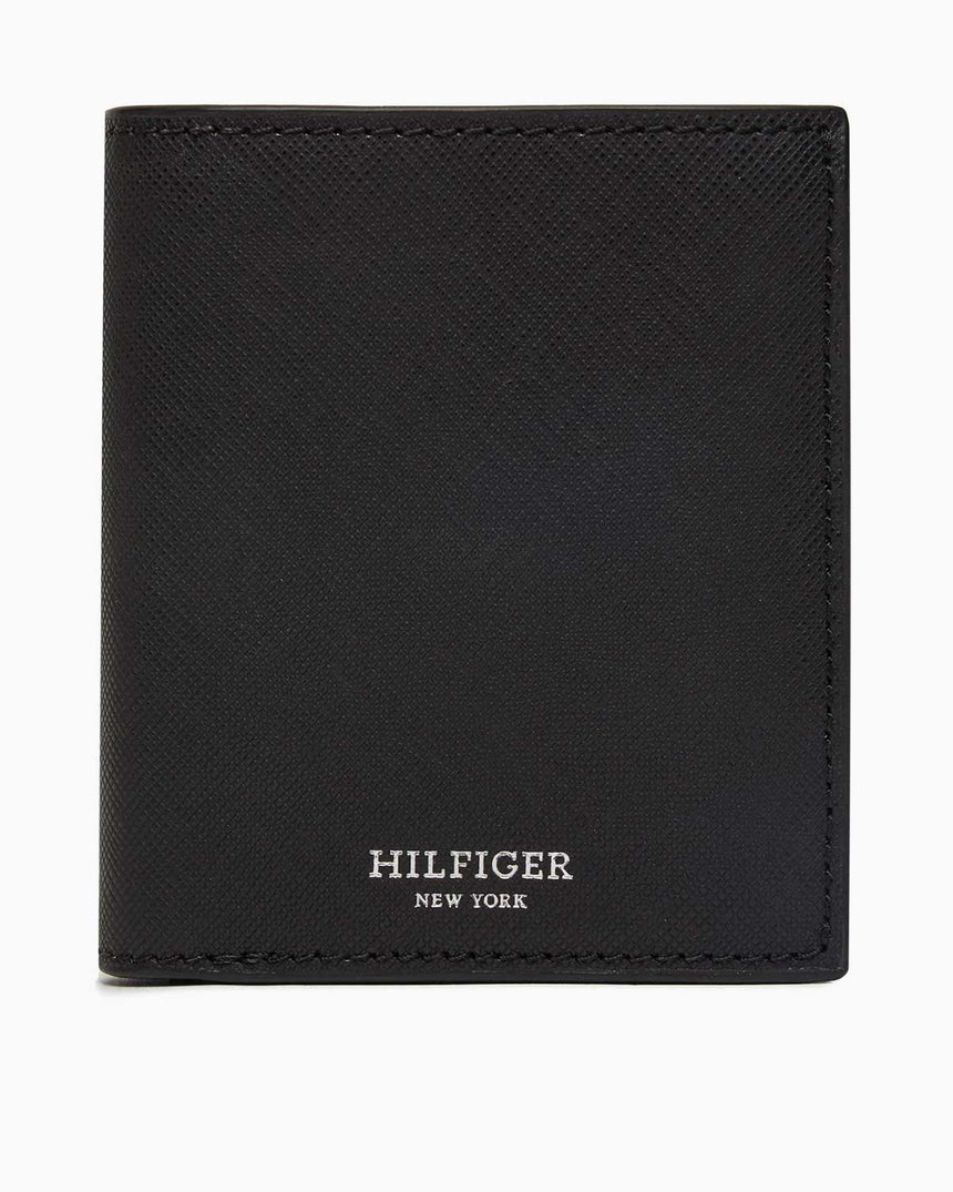 Tommy Hilfiger Saffiano Trifold Dikey Cüzdan Black