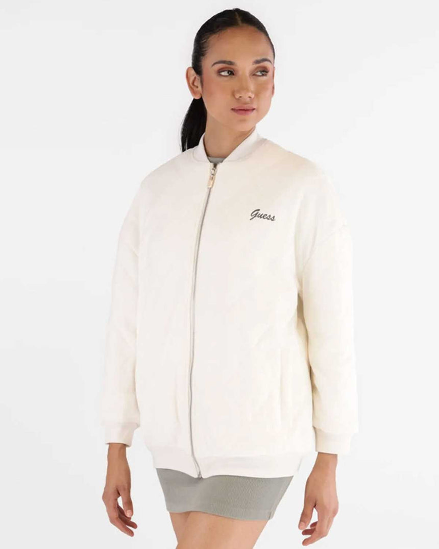 Guess Paulina Kadifemsi Kadın Aktif Ceket Spirit White