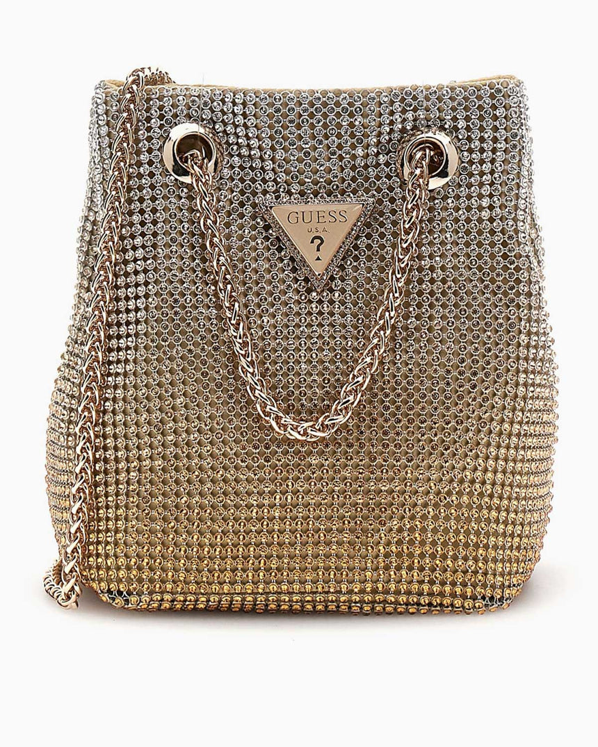 Guess Zalina Pouch Taşlı Omuz Çantası Gold