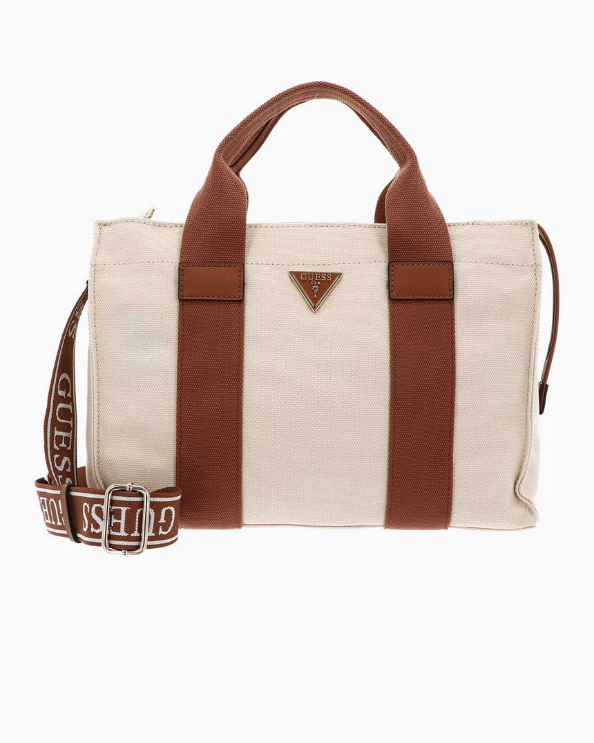 Guess Canvas Small Mini El Çantası Natural Cognac