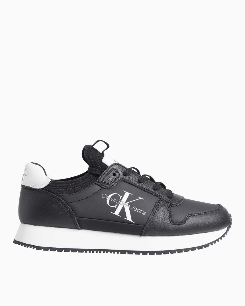 Calvin Klein Jeans Runner Sock Lace Up Sneakers Black/Bright White
