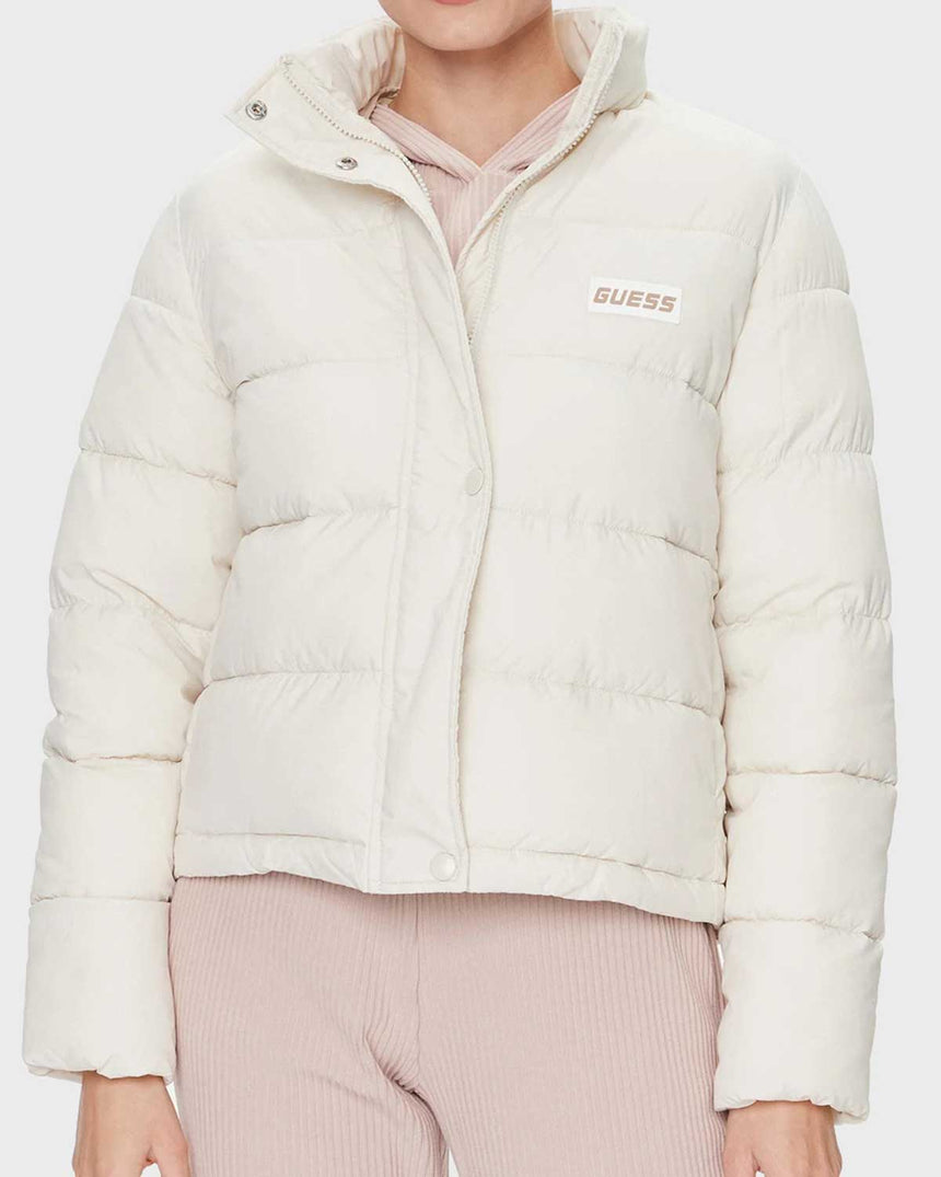Guess Bertina Light Puffer Şişme Mont Spirit White