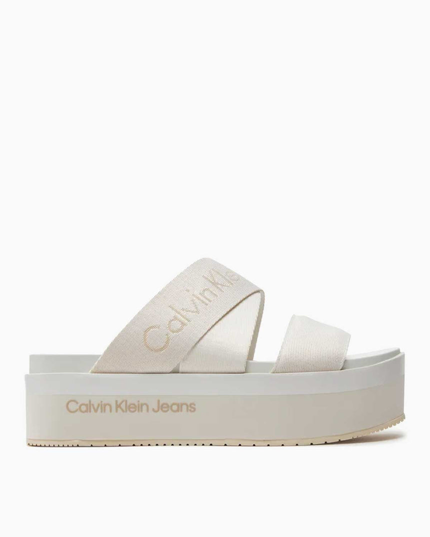 Calvin Klein Flatform Sandal Webbing In Mr Kadın Sandalet Off White