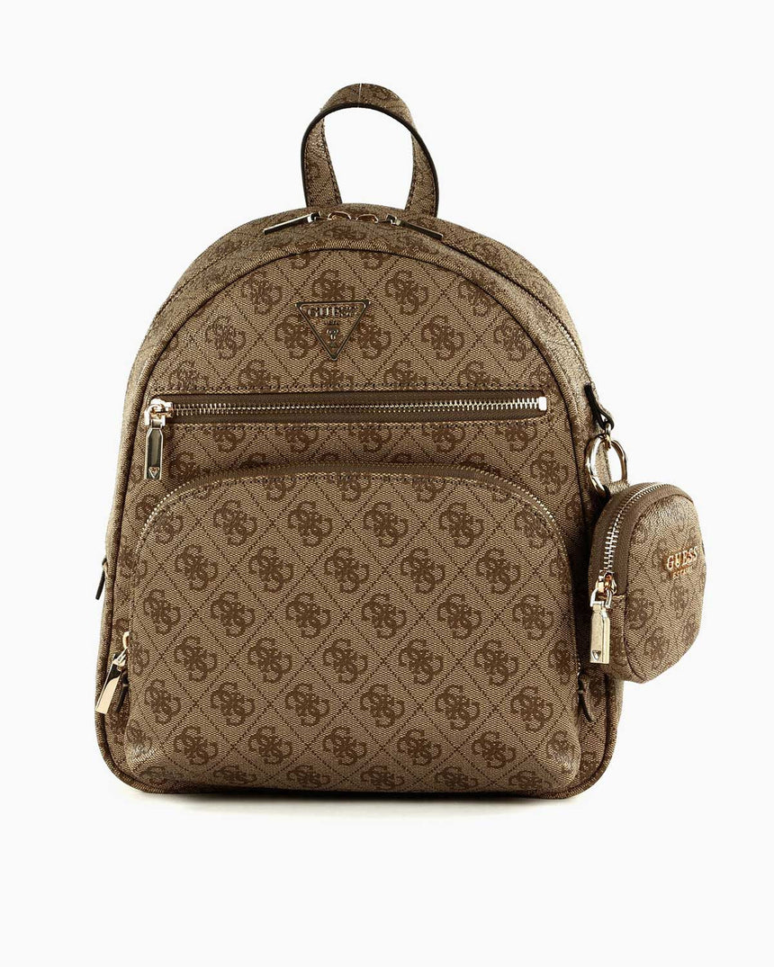Guess Power Play Tech Backpack Monogram Sırt Çantası Latte Logo