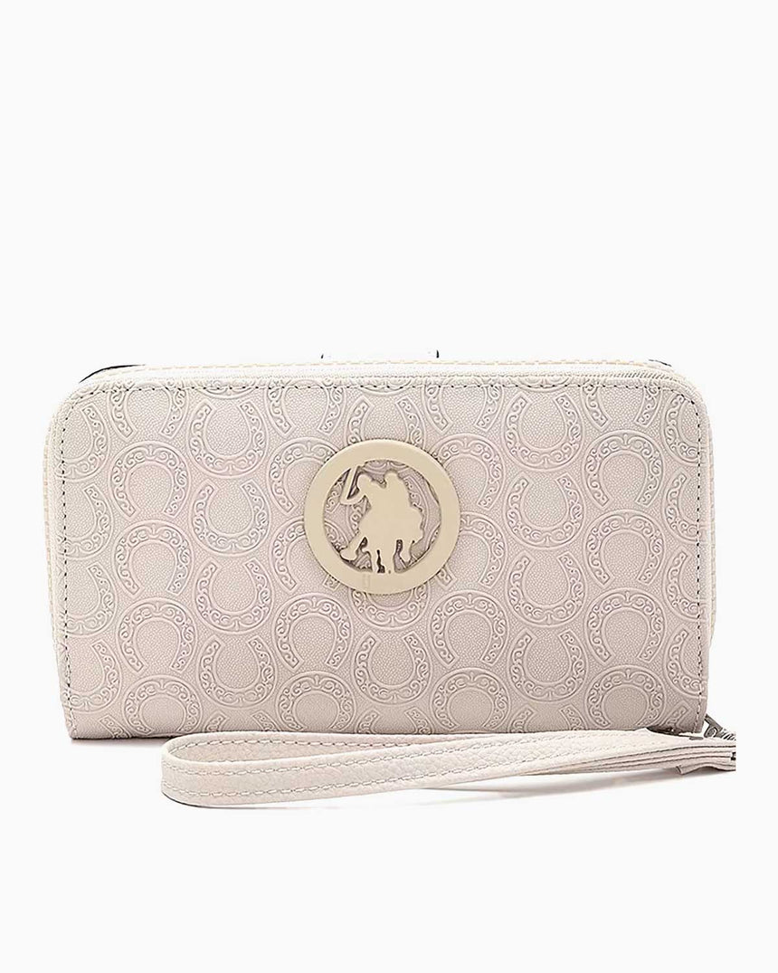 Us Polo Assn Kabartma Dokulu Fermuarlı Kadın Cüzdan Koyu Taş