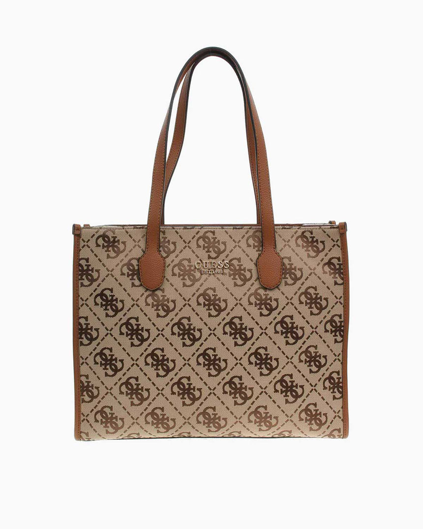 Guess Silvana Girlfriend Kadın Tote Çanta Latte Logo