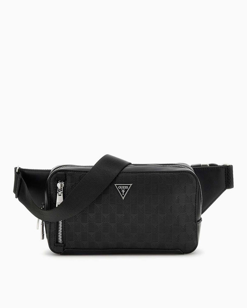 Guess Torino Rounded Logolu Bel Çantası Black