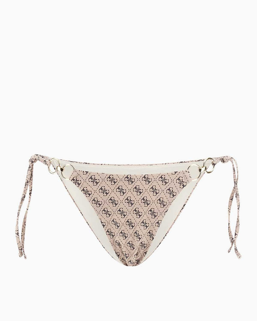 Guess String Brief Bikini Altı 4G Rustic Beige Aop