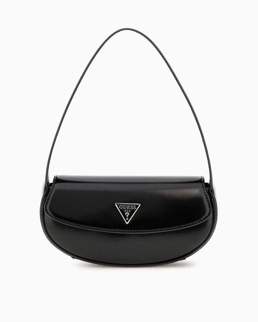 Guess Arnela Flap Kapaklı Rugan Omuz Çantası Black