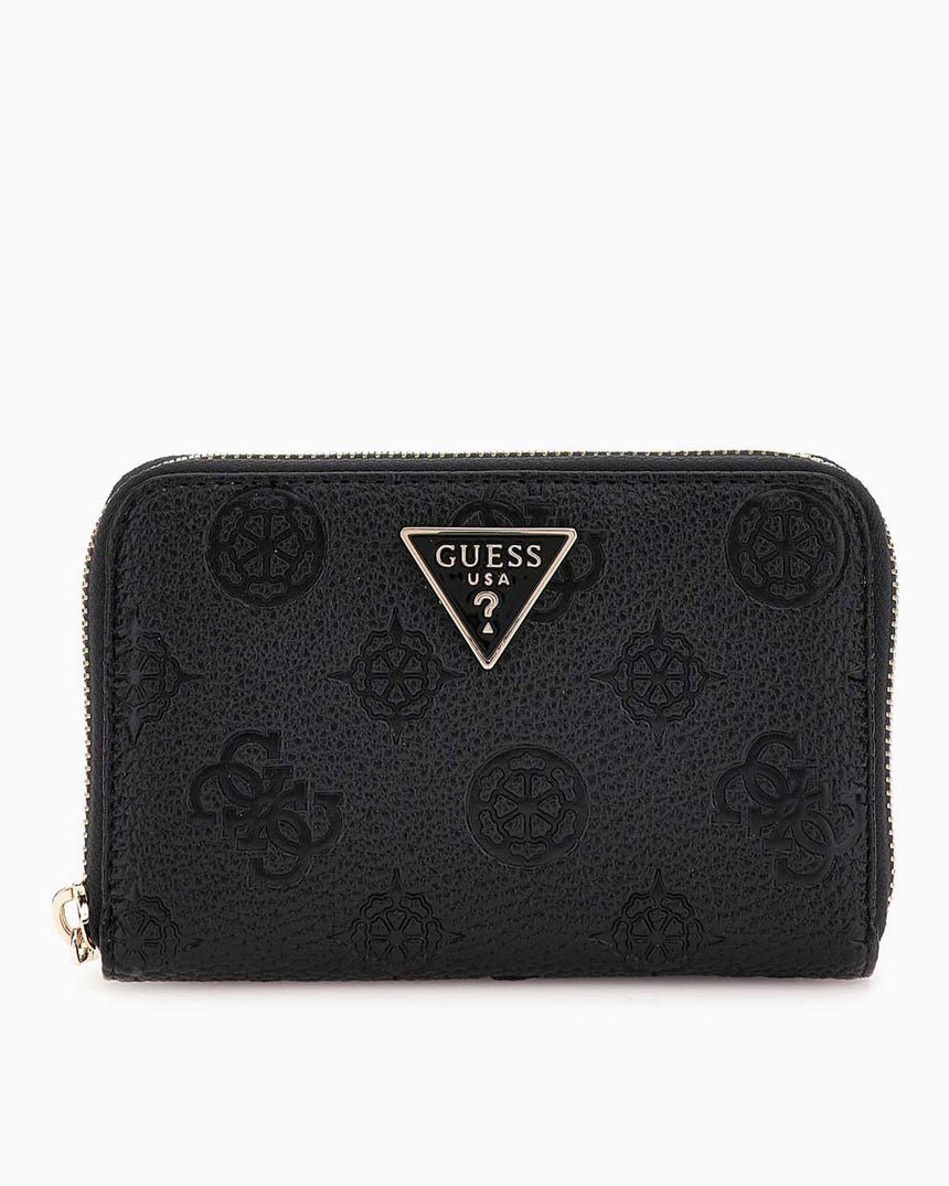 Guess Cresidia II Orta Boy Fermuarlı Kadın Cüzdan Black Logo
