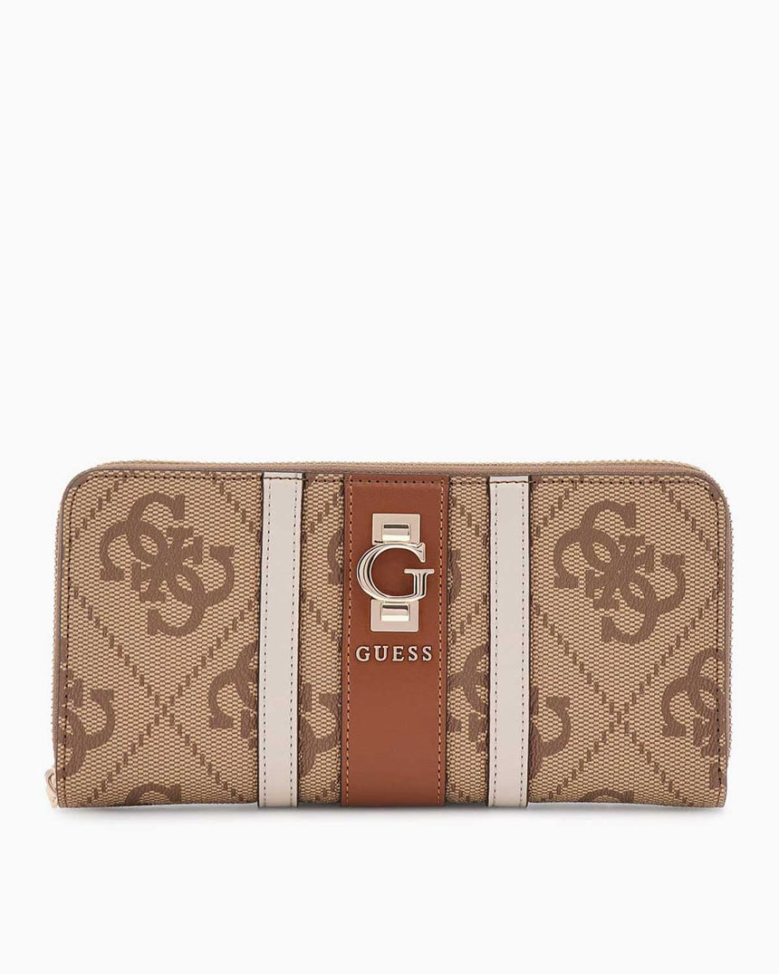 Guess Erenia Fermuarlı Büyük Boy Kadın Cüzdan Latte Logo
