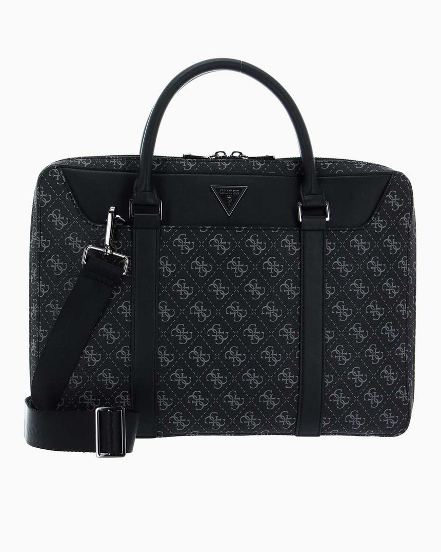 Guess Monogram Baskılı Evrak Çantası Dark Black