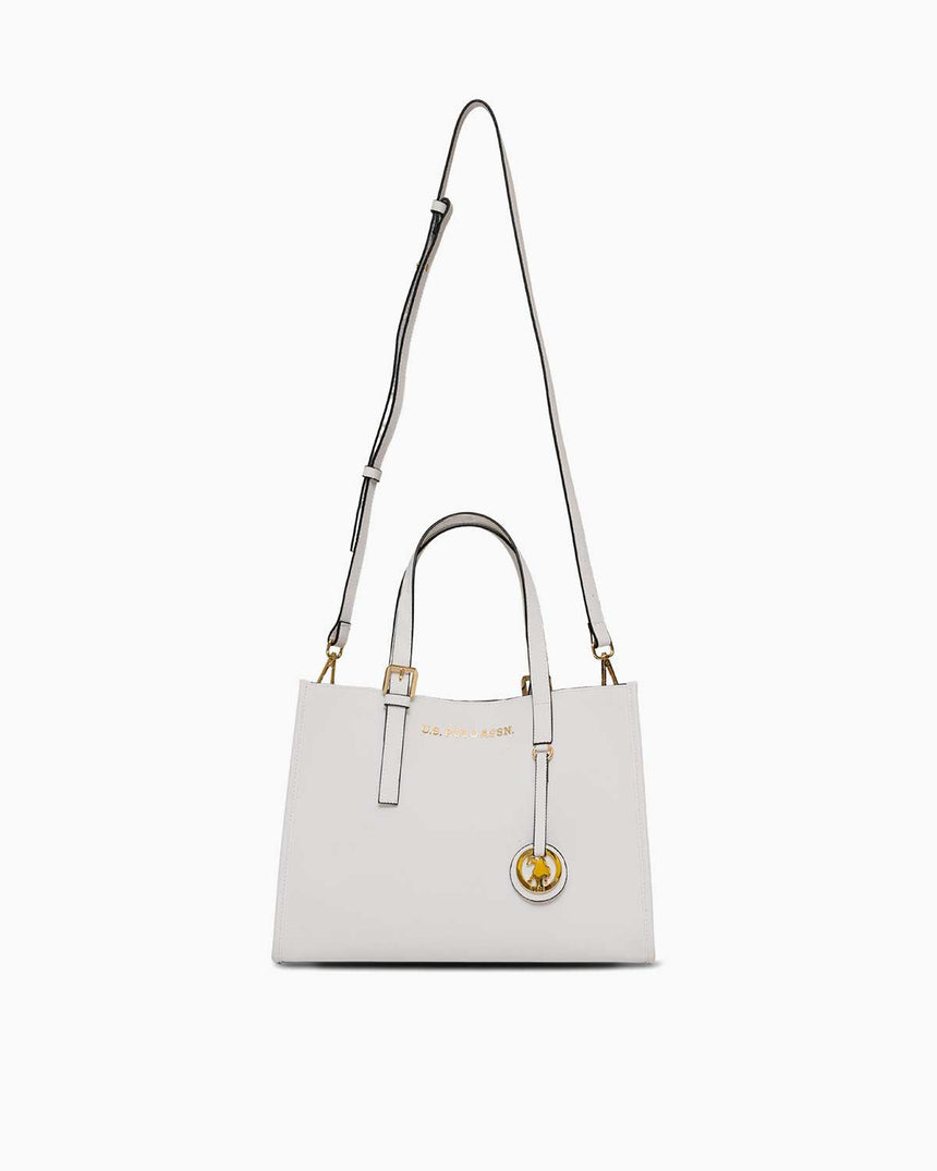 Us Polo Assn Logo Detaylı Aksesuarlı El Çantası Beyaz