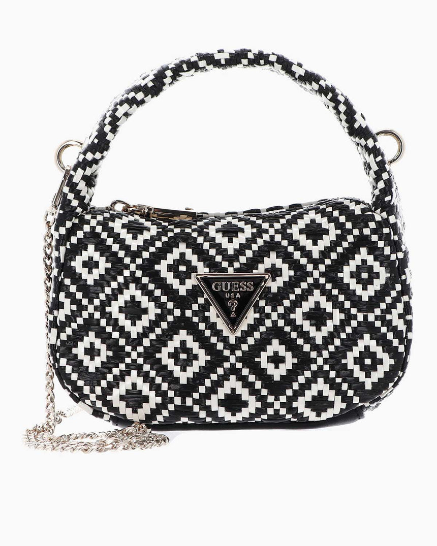 Guess Rianee Mini Hobo Desenli Çapraz Askılı Çanta Black