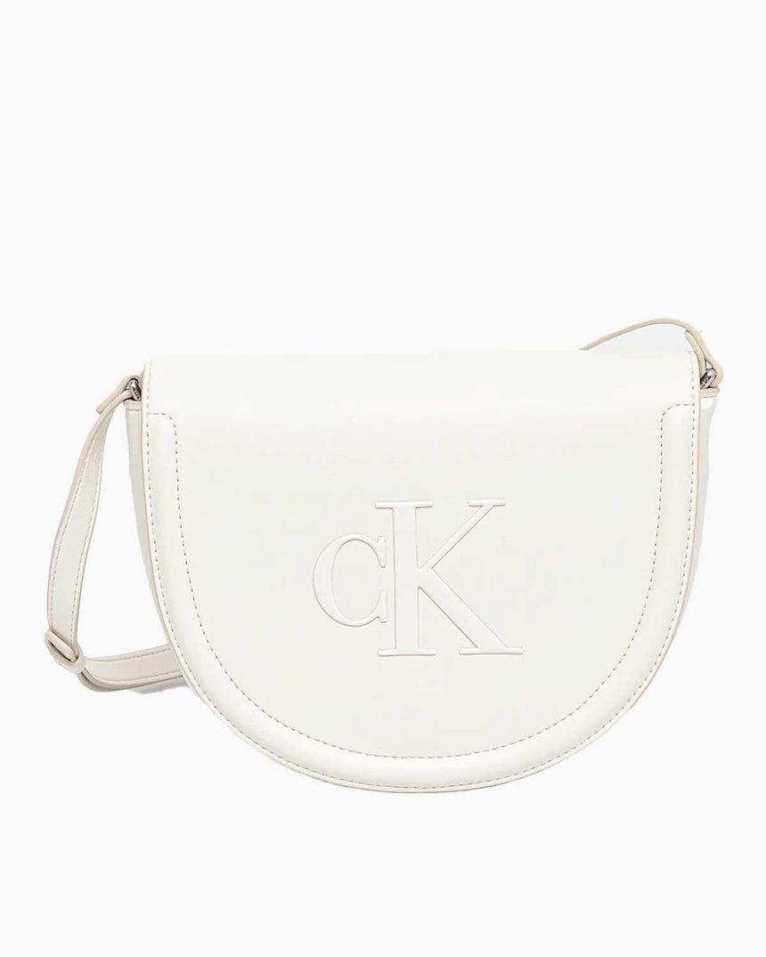 Calvin Klein Saddle Kalın Logolu Kadın Çapraz Askılı Çanta Lily White
