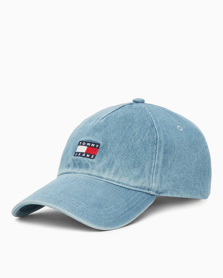Tommy Hilfiger Eskitilmiş Kot Tepe Noktalı Kadın Şapka Light Washed Denim
