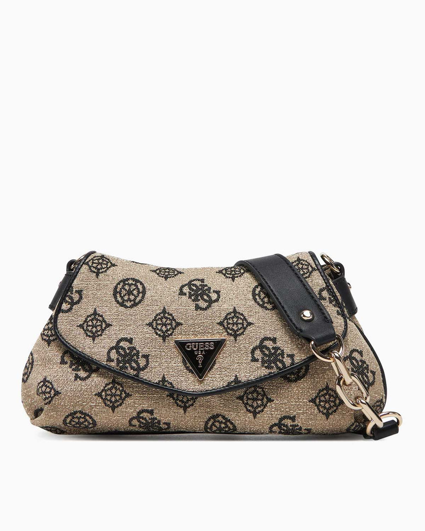 Guess Flap Monogram Omuz Çantası Black Logo