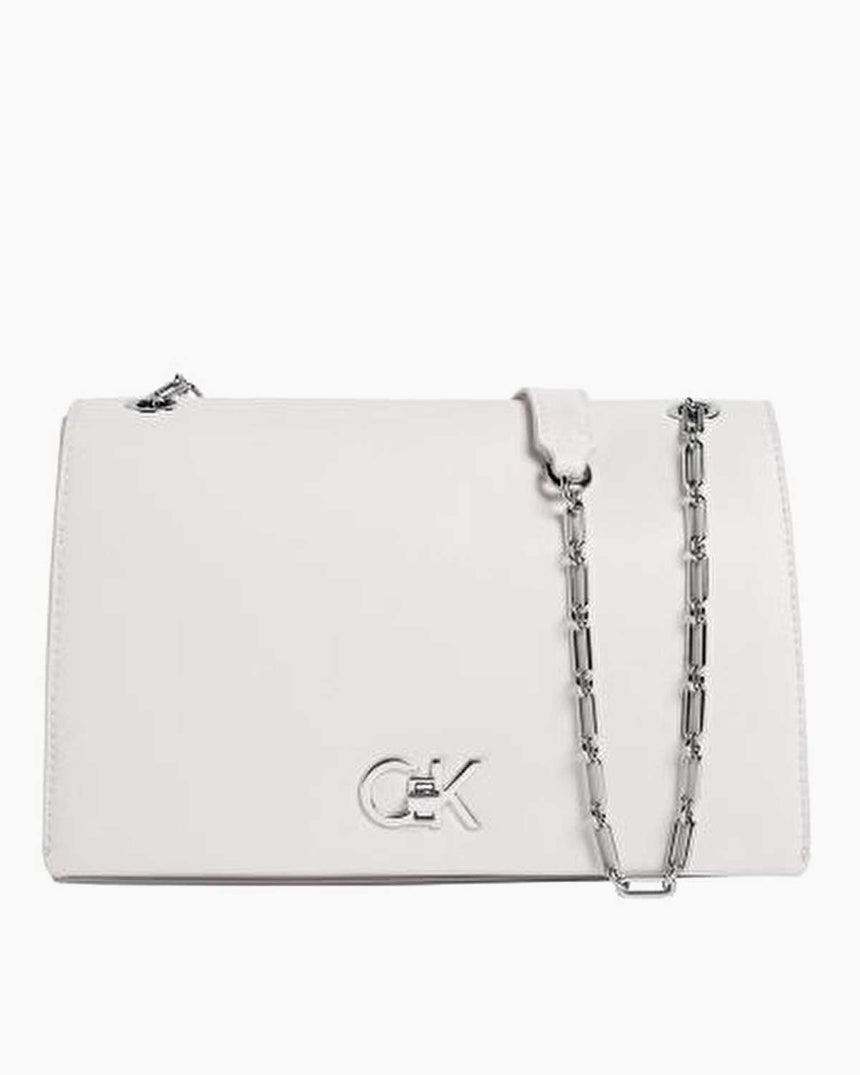Calvin Klein Kilitlemeli Kadın Çapraz Orta Boy Askılı Çanta Lily White