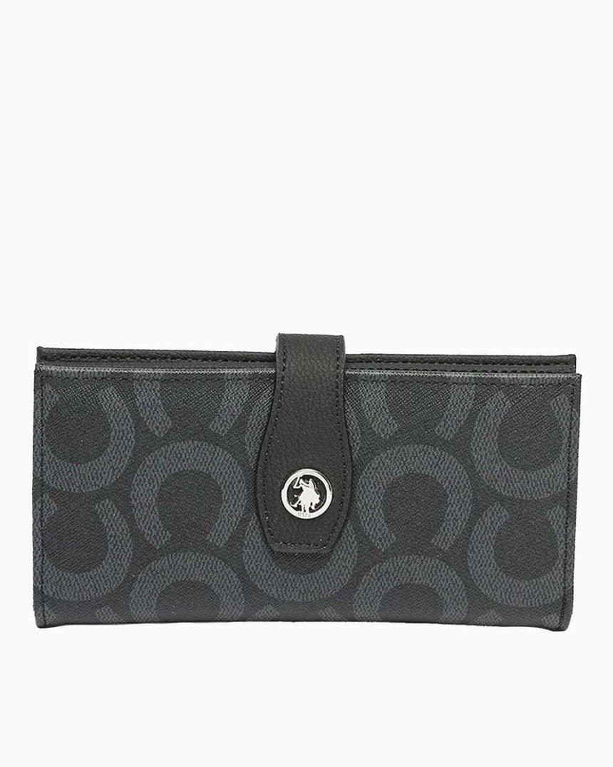 Us Polo Assn Monogram Baskılı Kadın Cüzdan Siyah - Siyah