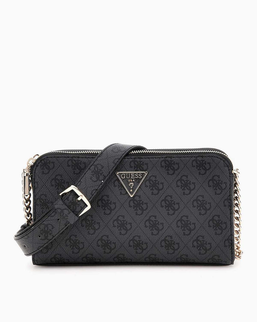 Guess Eco Erica Çift Fermuarlı Çapraz Askılı Çanta Coal Logo