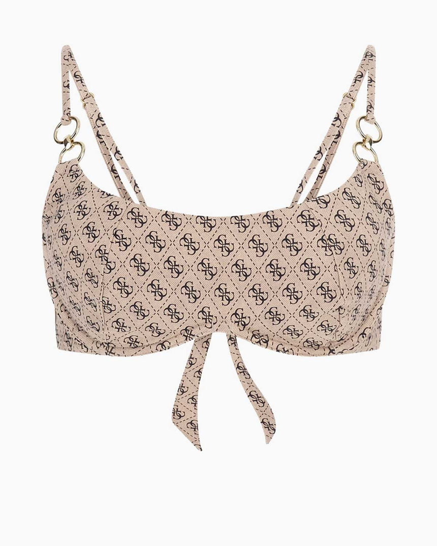 Guess Wired Bağlamalı Bikini Üstü 4G Rustic Beige Aop