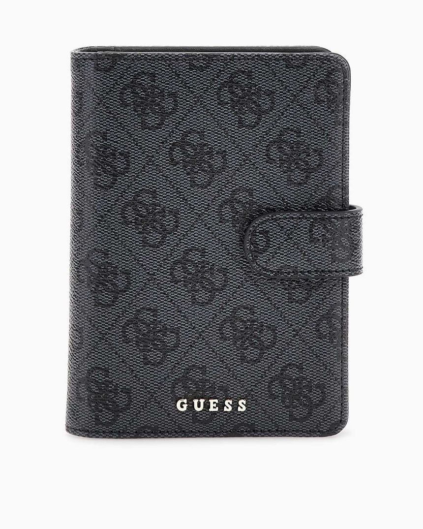 Guess Pasaport Kılıfı ve Anahtarlık Kadın Hediye Seti Coal Logo