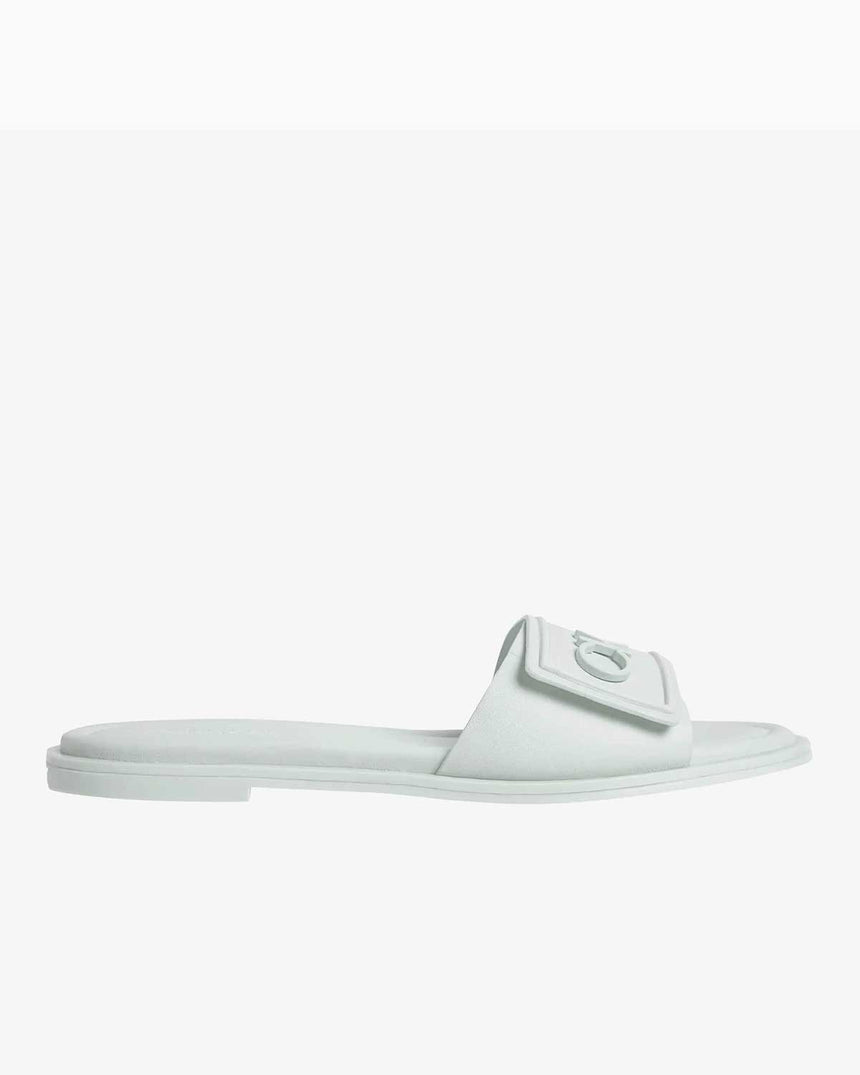 Calvin Klein Flat Slide Metal Logolu Terlik Milky Green