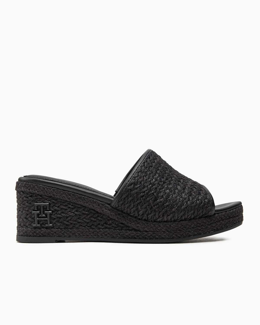 Tommy Hilfiger Rope Wedge Topuklu Sandalet Black