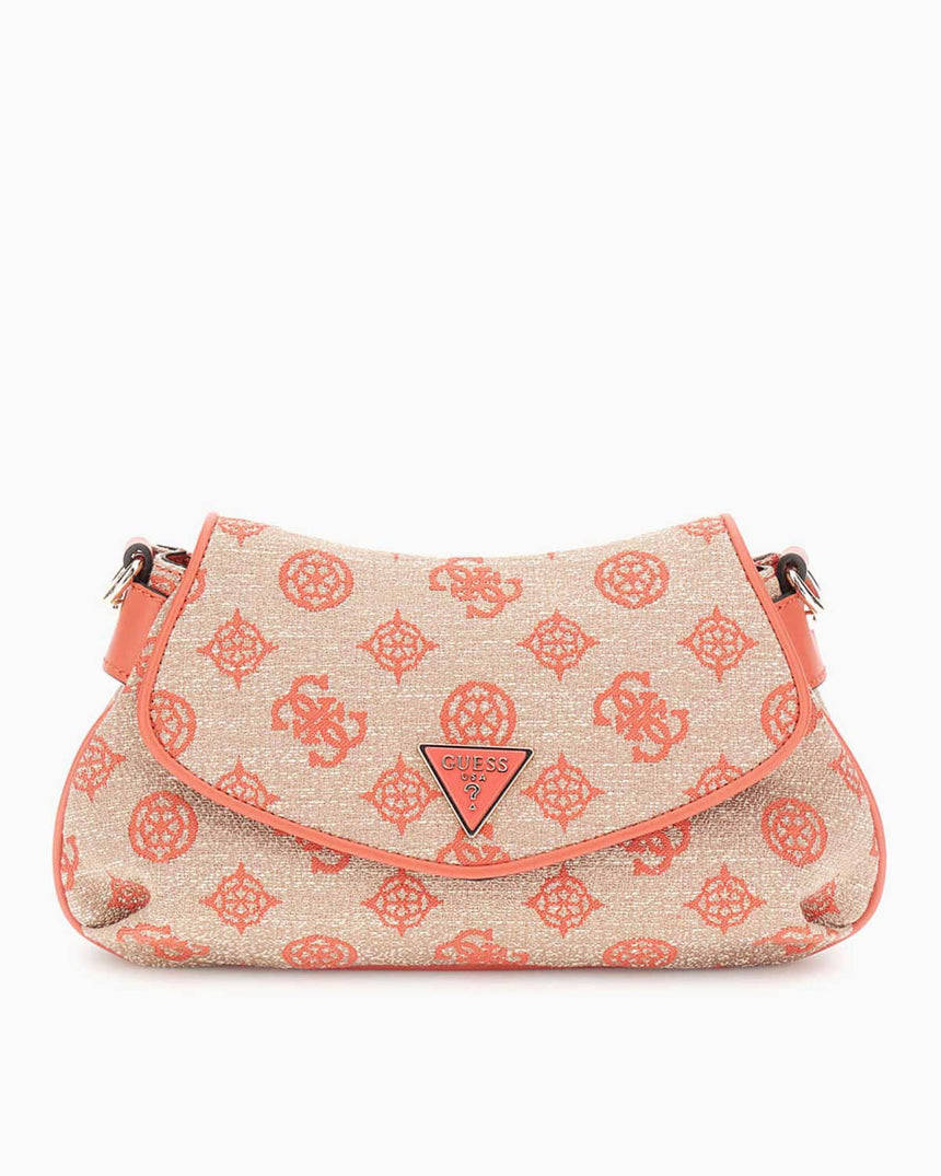 Guess Flap Monogram Omuz Çantası Cognac Logo