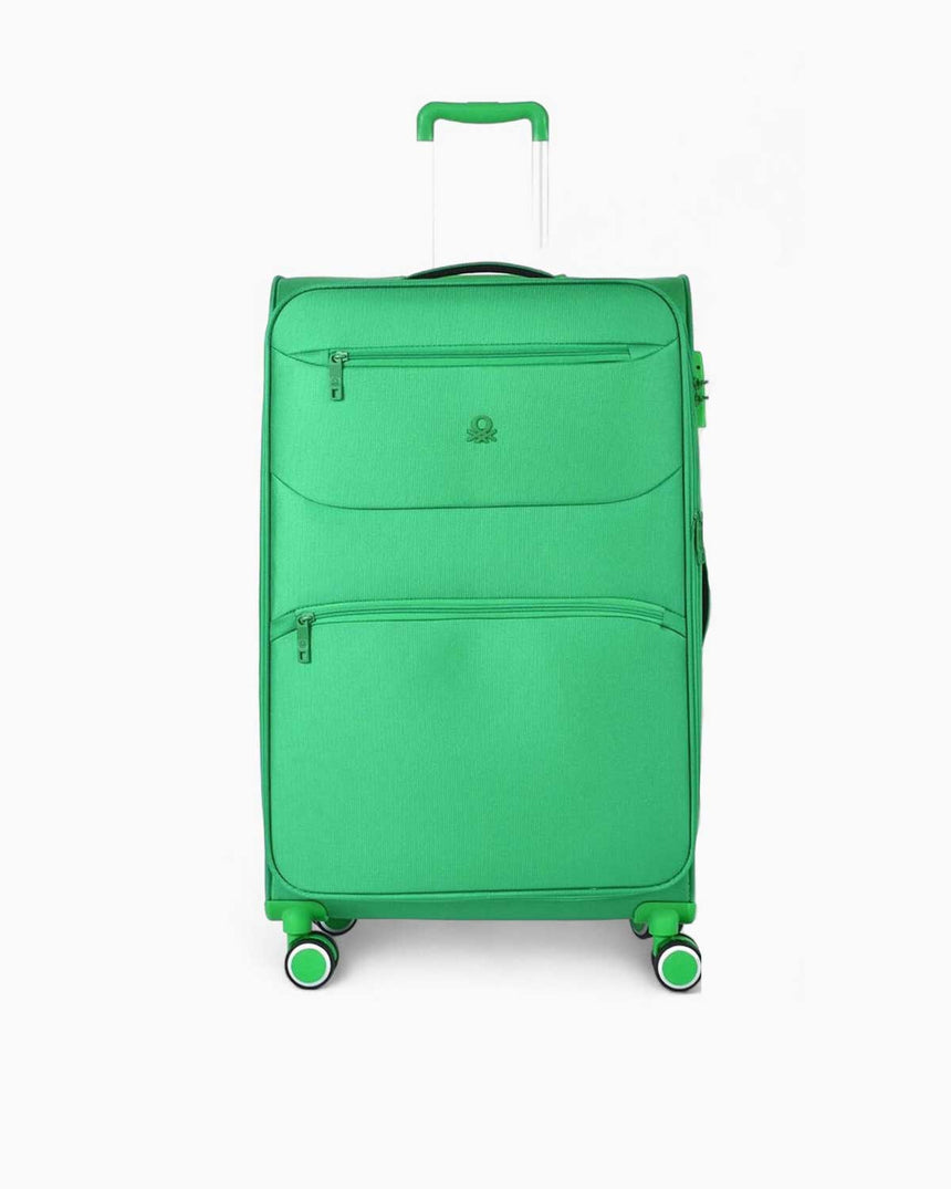 Benetton Logolu Kumaş Büyük Boy Valiz Yeşil