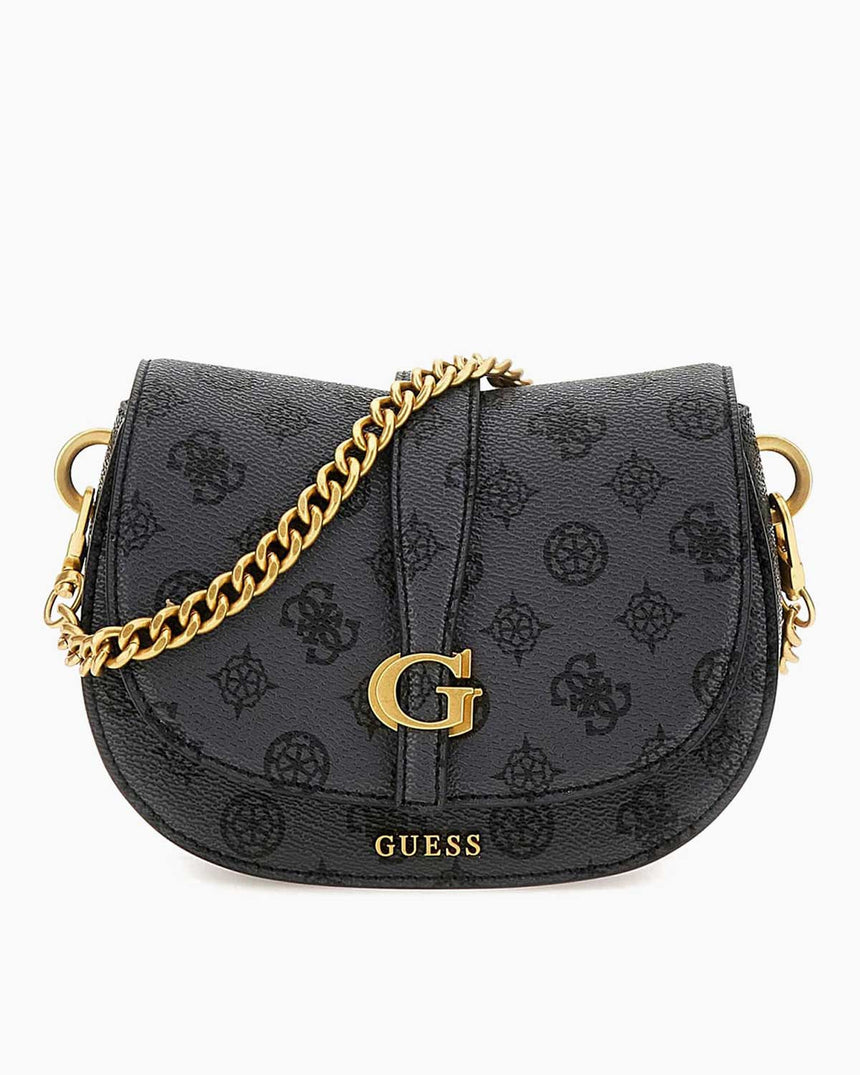 Guess Kuba Compartment Zincirli Logolu Çapraz Askılı Çanta Charcoal Logo
