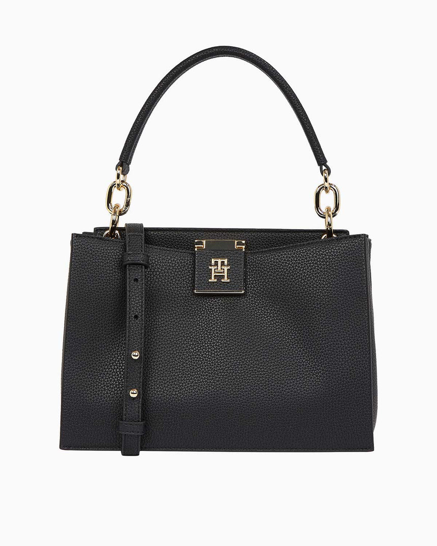 Tommy Hilfiger Logo Detaylı Mini Tote El Çantası Black