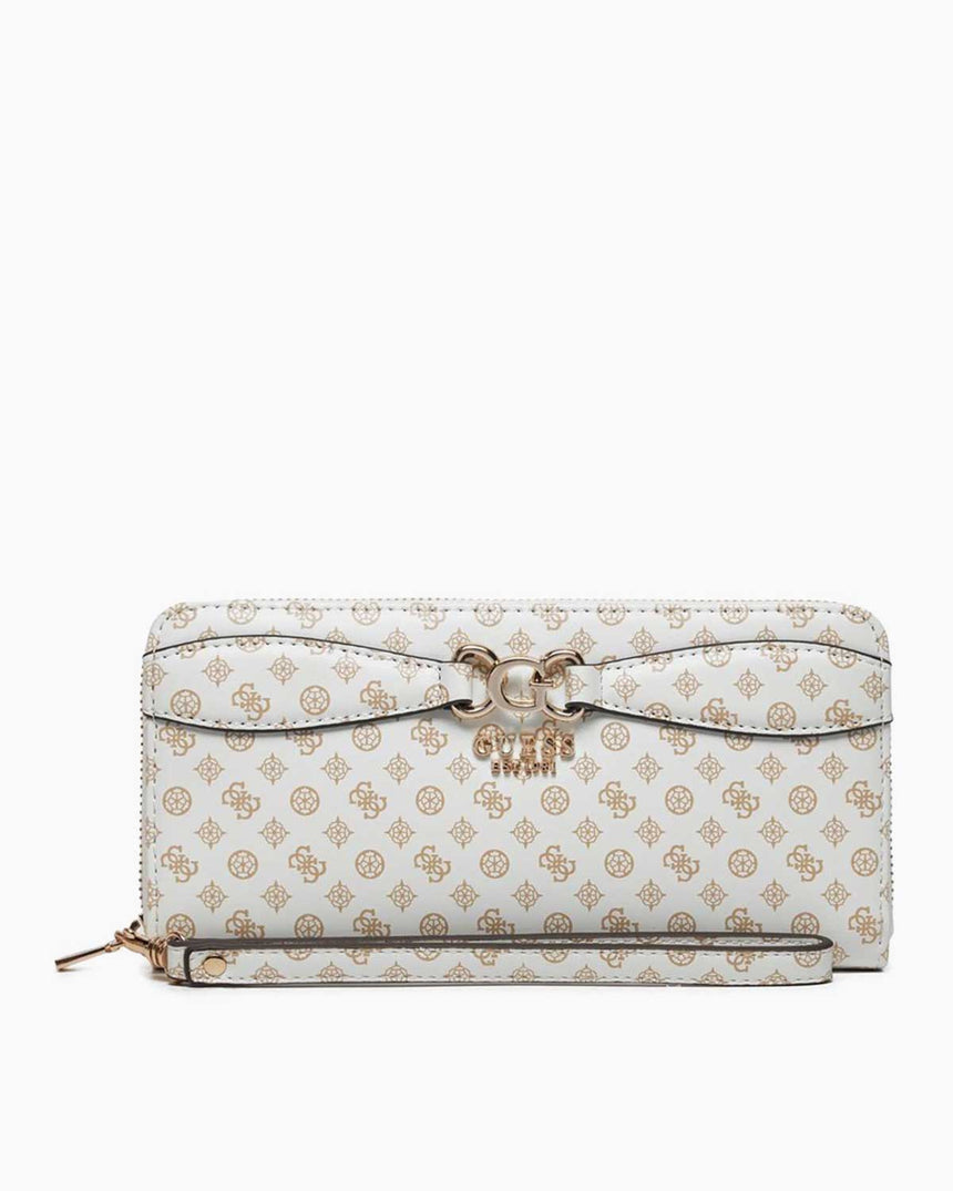 Guess Arlena Logo Slg Zip Around Large Cüzdan White Logo