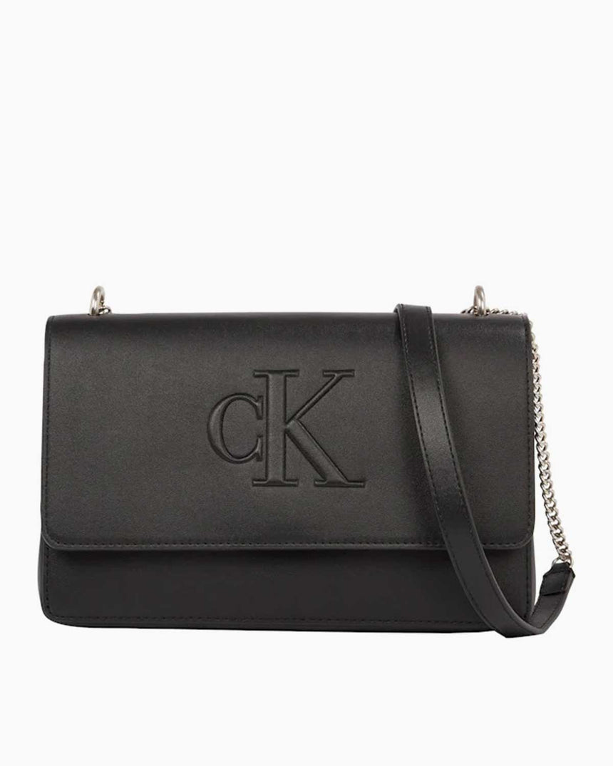 Calvin Klein Sculpted Flap Zincir Detaylı Çapraz Askılı Çanta Black