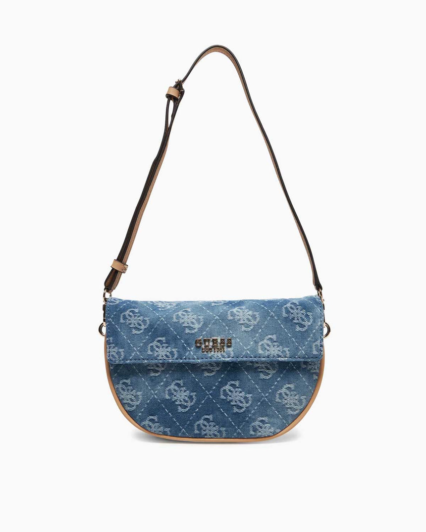 Guess Cerelia Kapaklı Omuz Çantası Denim Logo