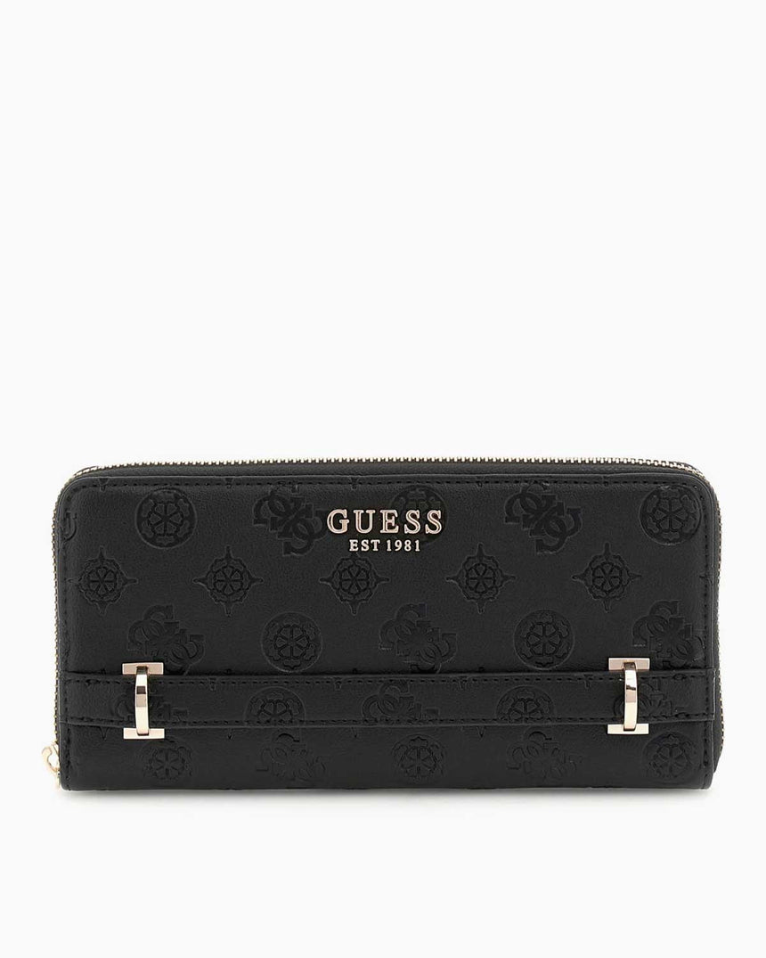 Guess Zarela Slg Large Zip Around Cüzdan Black Logo