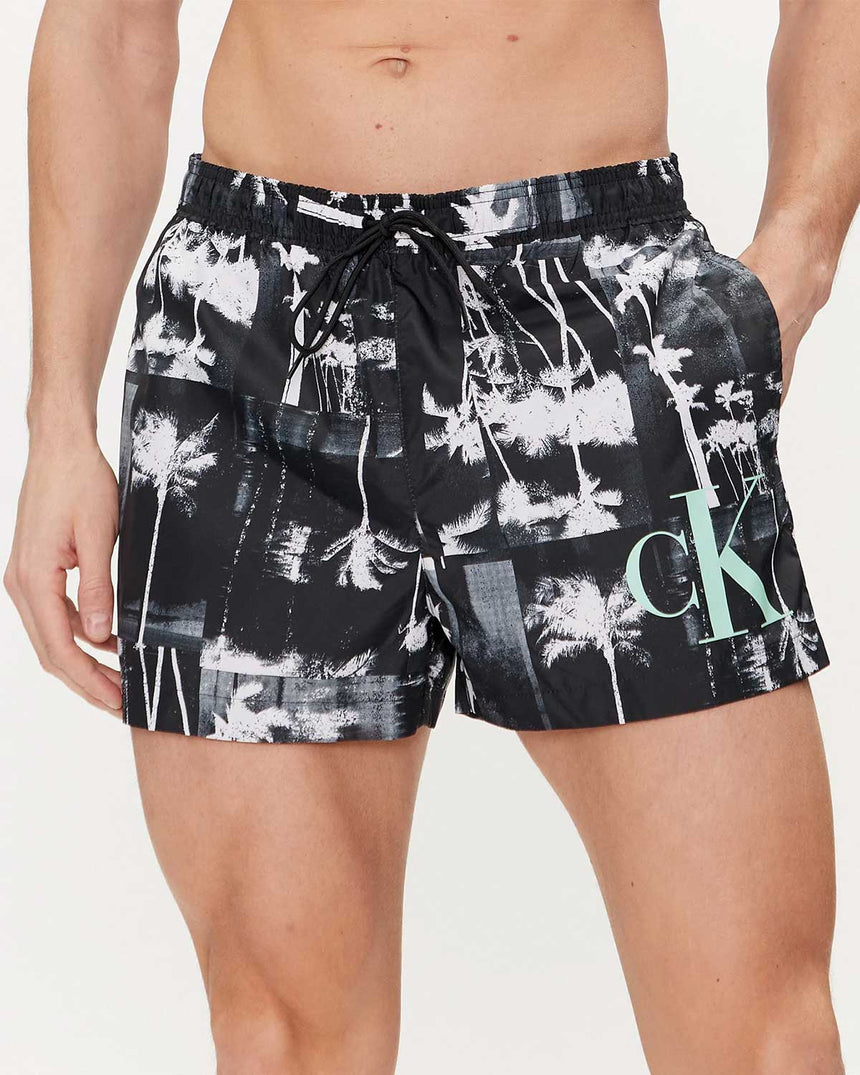 Calvin Klein Drawstring Print Deniz Şortu Black