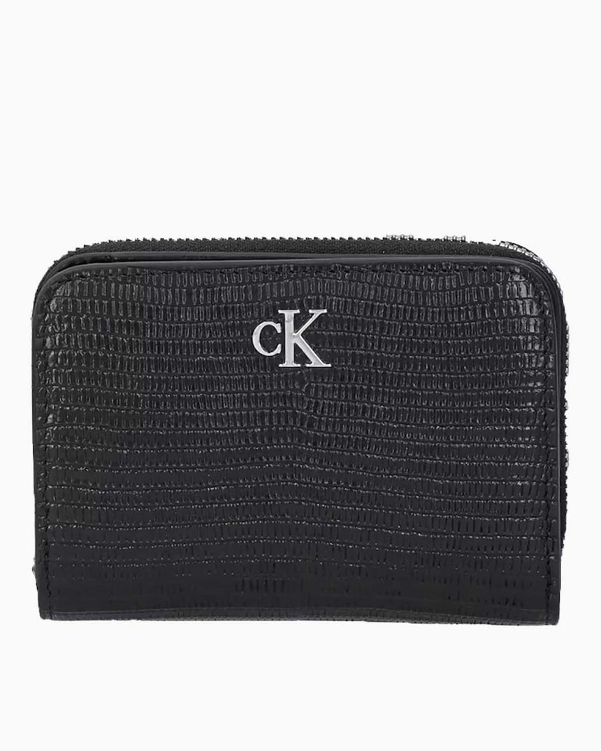 Calvin Klein Kertenkele Desenli Fermuarlı Deri Kadın Cüzdan Black