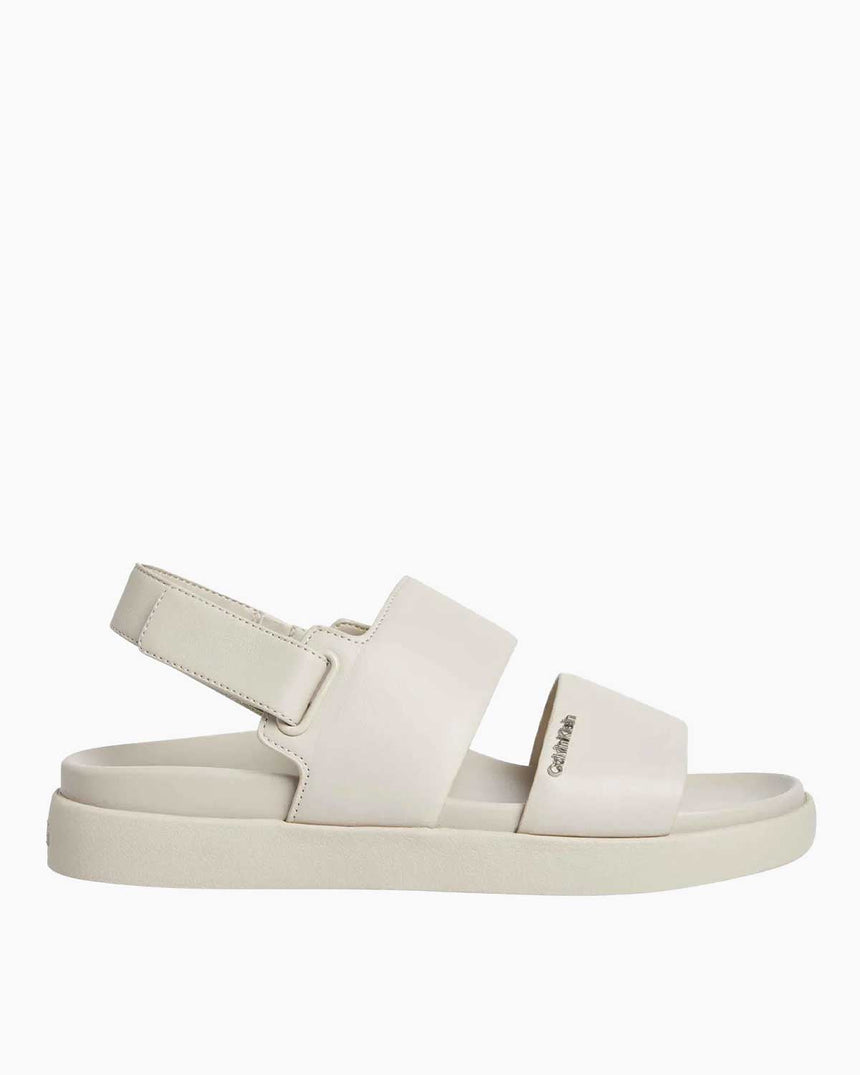 Calvin Klein Flat Sandal Metal Logolu Kadın Sandalet Stony Beige