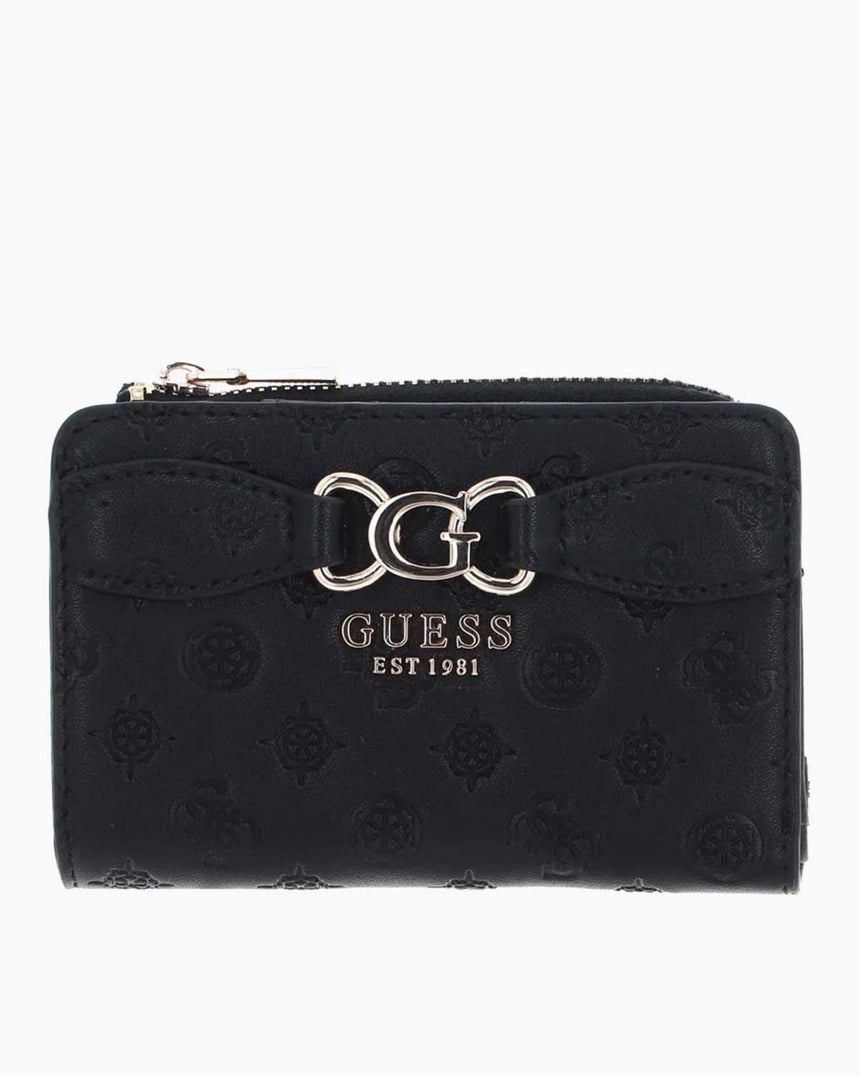 Guess Arlena Logo Zip Around Medium Cüzdan Black Logo